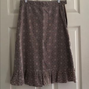 Taupe lace skirt with ruffle hem